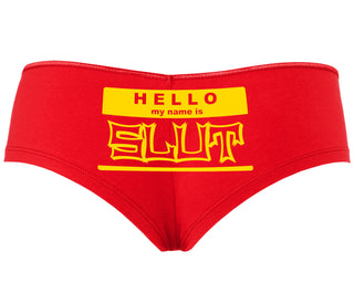 Hello My Name Is Slut - Red Boyshort