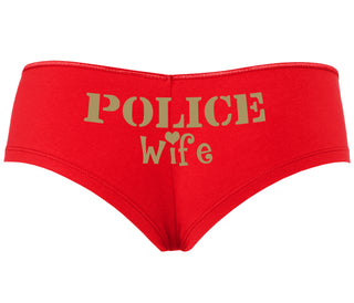 Police Wife Stencil Design - Red Boyshort
