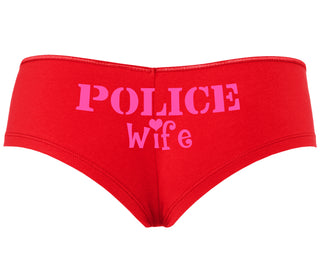 Police Wife Stencil Design - Red Boyshort