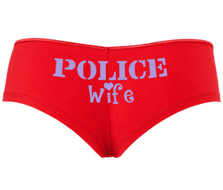 Police Wife Stencil Design - Red Boyshort