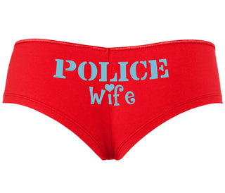 Police Wife Stencil Design - Red Boyshort