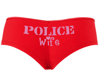 Police Wife Stencil Design - Red Boyshort