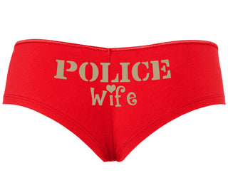 Police Wife Stencil Design - Red Boyshort