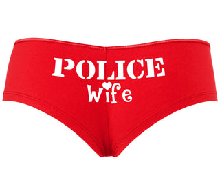 Police Wife Stencil Design - Red Boyshort