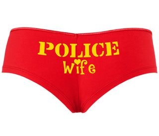Police Wife Stencil Design - Red Boyshort