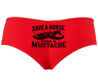 Save A Horse Ride A Mustache - Red Boyshort