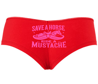 Save A Horse Ride A Mustache - Red Boyshort