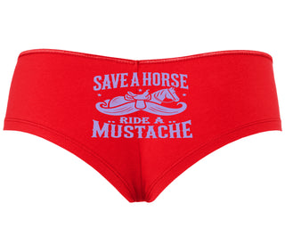 Save A Horse Ride A Mustache - Red Boyshort