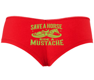 Save A Horse Ride A Mustache - Red Boyshort