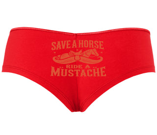 Save A Horse Ride A Mustache - Red Boyshort