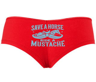Save A Horse Ride A Mustache - Red Boyshort