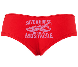 Save A Horse Ride A Mustache - Red Boyshort
