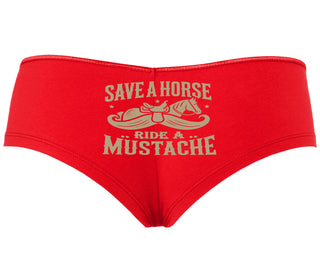 Save A Horse Ride A Mustache - Red Boyshort
