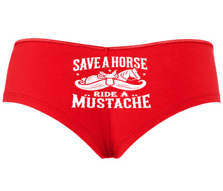 Save A Horse Ride A Mustache - Red Boyshort