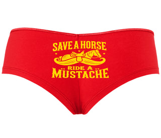 Save A Horse Ride A Mustache - Red Boyshort