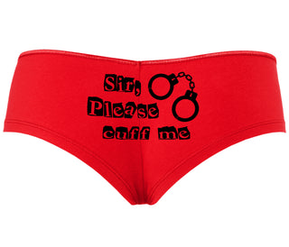 Sir Please Cuff Me - Red Boyshort