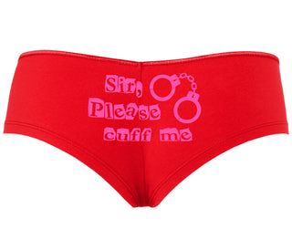 Sir Please Cuff Me - Red Boyshort