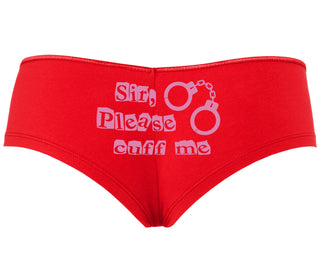 Sir Please Cuff Me - Red Boyshort