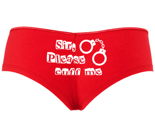 Sir Please Cuff Me - Red Boyshort