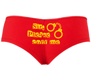 Sir Please Cuff Me - Red Boyshort