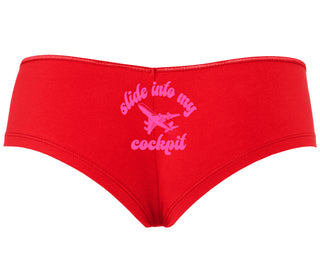 Slide Into My Cockpit - Red Boyshort