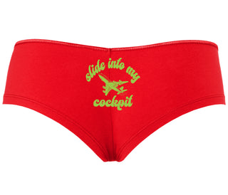 Slide Into My Cockpit - Red Boyshort