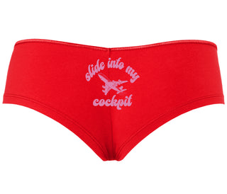 Slide Into My Cockpit - Red Boyshort