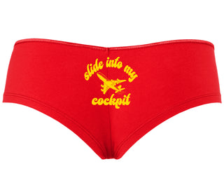 Slide Into My Cockpit - Red Boyshort