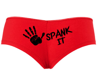 Spank It - Cute Hand Print - Red Boyshort