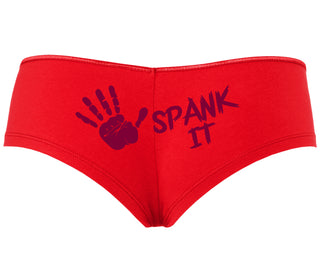 Spank It - Cute Hand Print - Red Boyshort