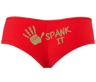 Spank It - Cute Hand Print - Red Boyshort