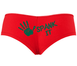 Spank It - Cute Hand Print - Red Boyshort
