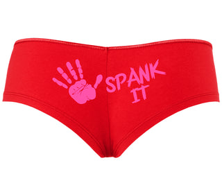 Spank It - Cute Hand Print - Red Boyshort