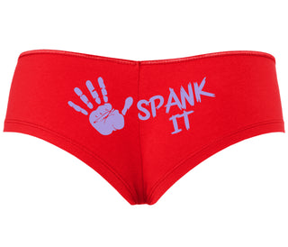 Spank It - Cute Hand Print - Red Boyshort
