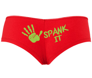 Spank It - Cute Hand Print - Red Boyshort