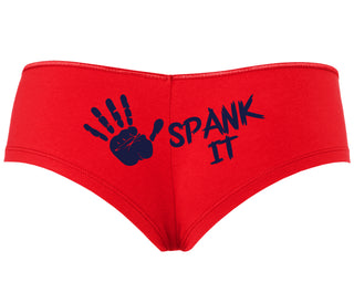 Spank It - Cute Hand Print - Red Boyshort