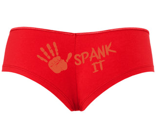Spank It - Cute Hand Print - Red Boyshort