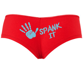 Spank It - Cute Hand Print - Red Boyshort