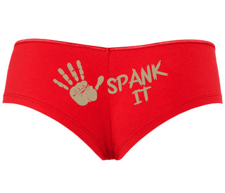 Spank It - Cute Hand Print - Red Boyshort