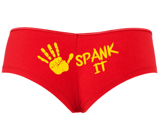 Spank It - Cute Hand Print - Red Boyshort