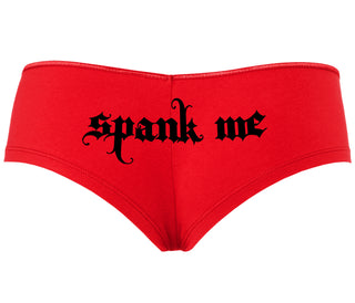 Spank Me - Goth Font - Red Boyshort