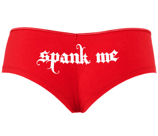 Spank Me - Goth Font - Red Boyshort
