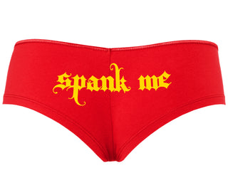 Spank Me - Goth Font - Red Boyshort