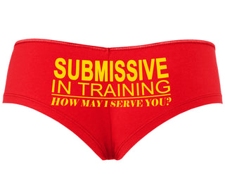 Submissive In Training How May I Serve You - Red Boyshort