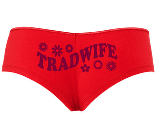 TradWife - Flower Design - Red Boyshort