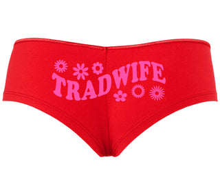 TradWife - Flower Design - Red Boyshort