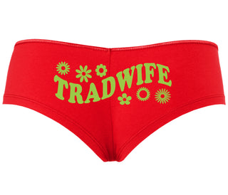 TradWife - Flower Design - Red Boyshort