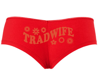 TradWife - Flower Design - Red Boyshort