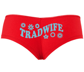 TradWife - Flower Design - Red Boyshort