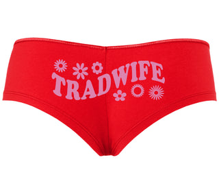 TradWife - Flower Design - Red Boyshort